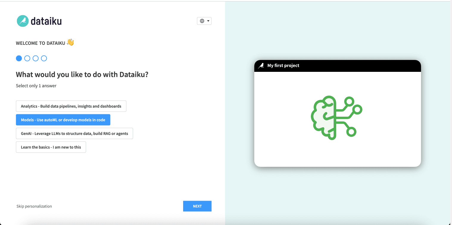Onboarding step 1